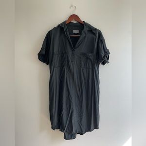 Universal Thread Collar Shirt Dress w Pockets in Navy/Grey, M.